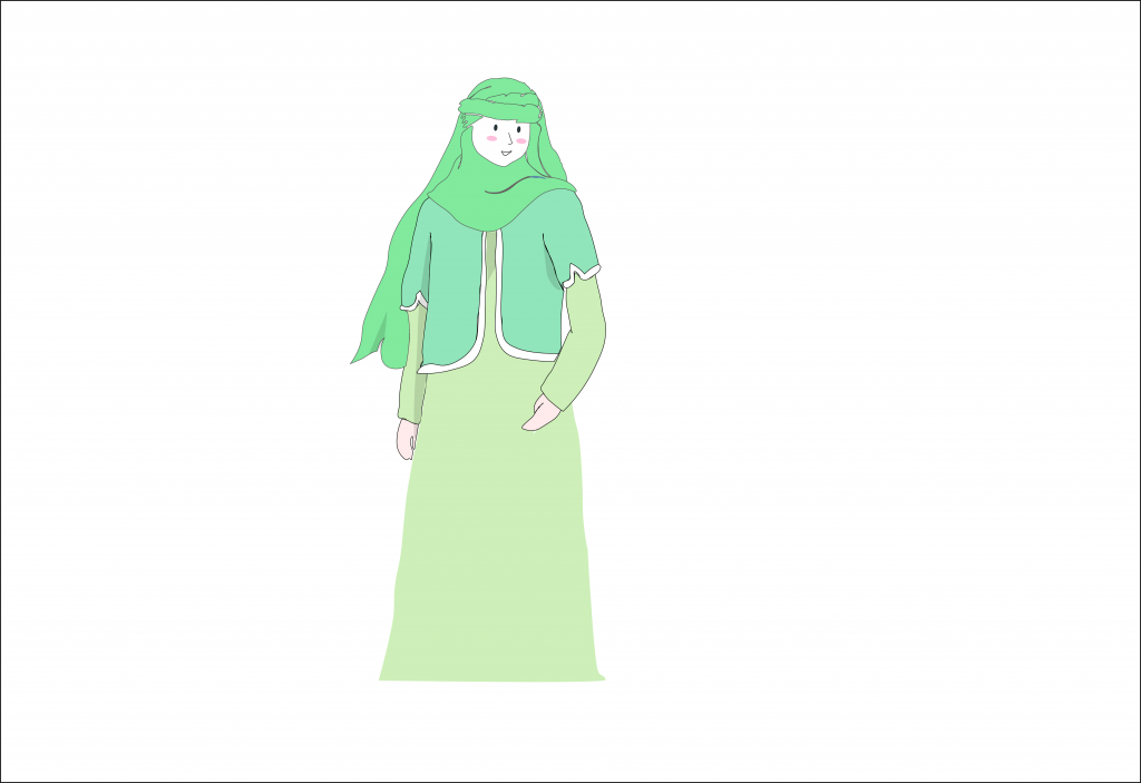 وکتور کارتونی دختر باحجاب سبز