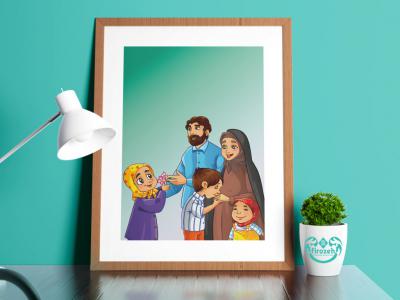 وکتور-خانواده-اسلامی-،-خانواده-مذهبی-به-صورت-png---دست-بوسی-والدین