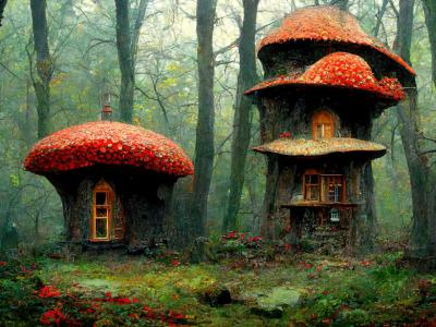 دانلود عکس با کیفیت عالی کلبه قارچی در جنگل