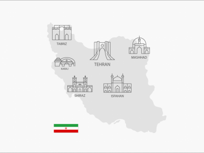 وکتور اماکن گردشری و نقشه ایران